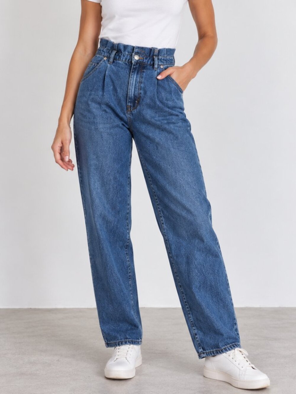 FRANK + OAK Linda Ballon Jeans Womens 28 High Rise Pleated Blue Organic Cotto
